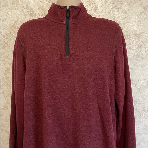 Eddie Bauer Mens Collared 1/4 Front Zip Long Sleeve Maroon Thermal Size Large - Picture 1 of 13